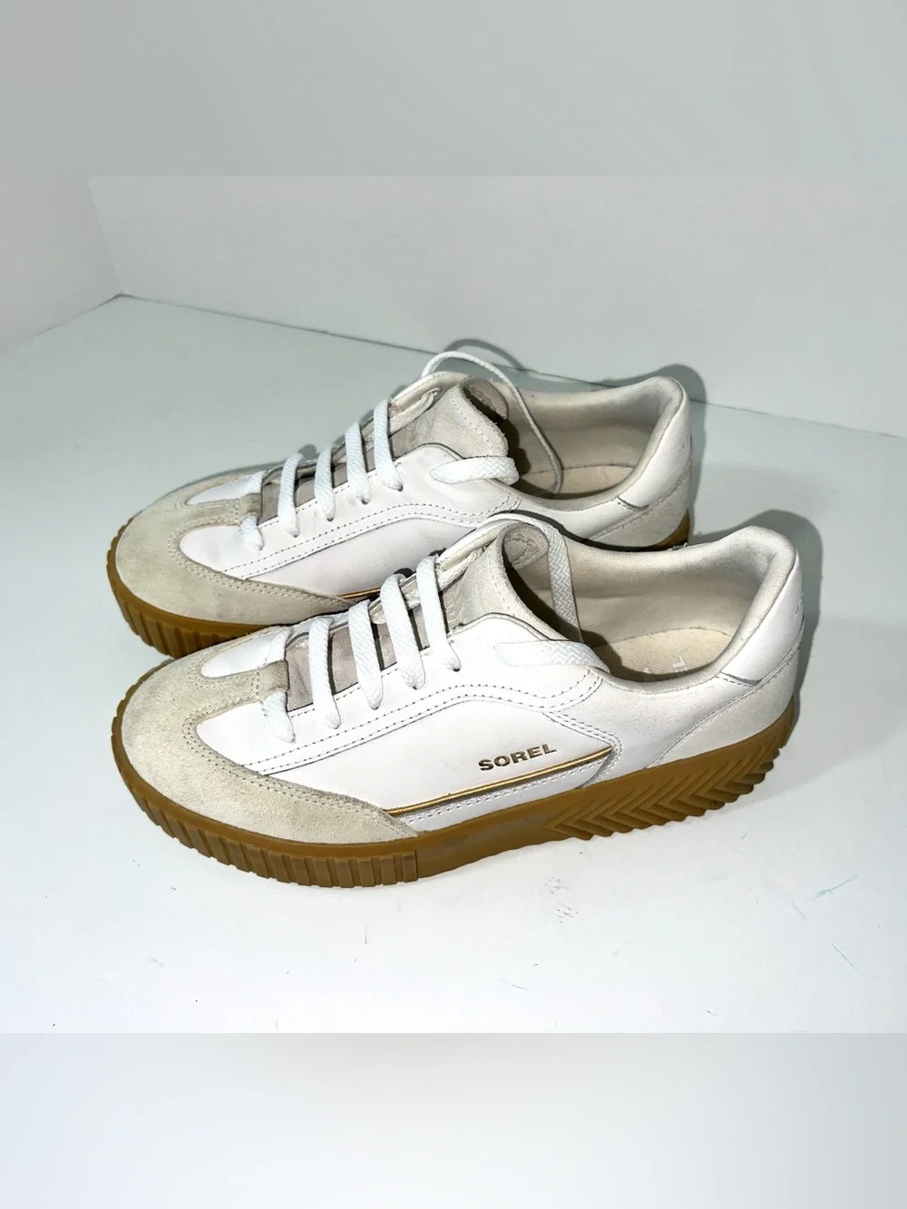 Sorel Ona Ave T-Toe Leather Sneaker White Sz 8.5